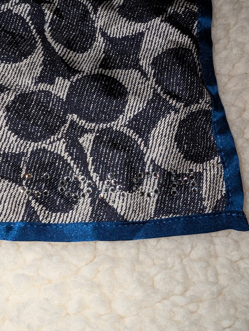 Coach Crystal Logo Patchwork Patterned Square Scarf Multi-Print  Blue Black VGUC - Picture 9 of 11